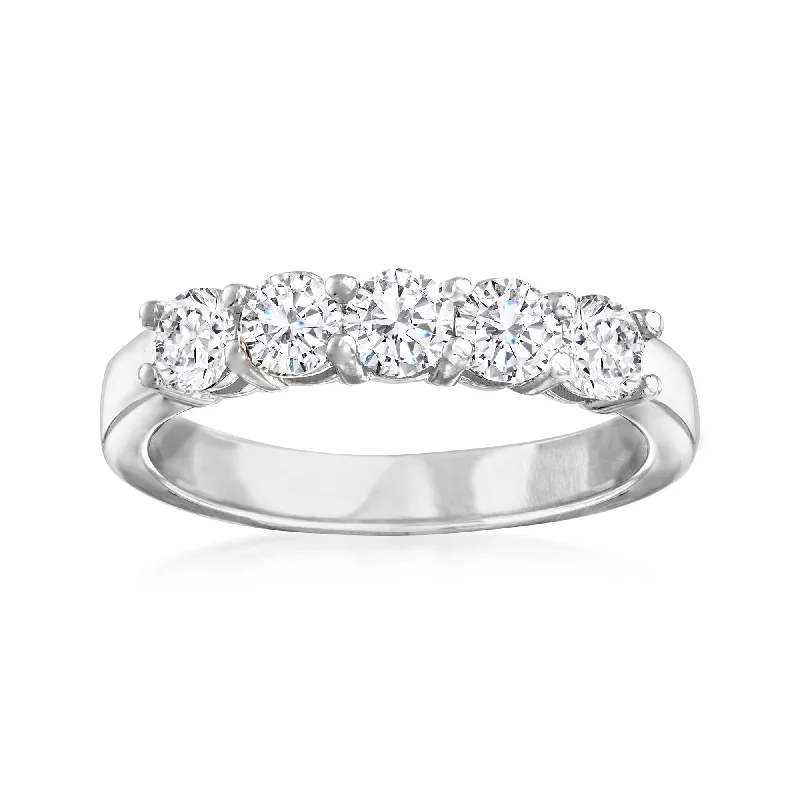 floral engagement rings -Ross-Simons Diamond 5-Stone Ring in 14kt White Gold