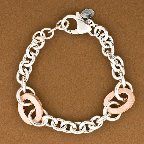 women gold link bracelets -Italian Rose Link Bracelet