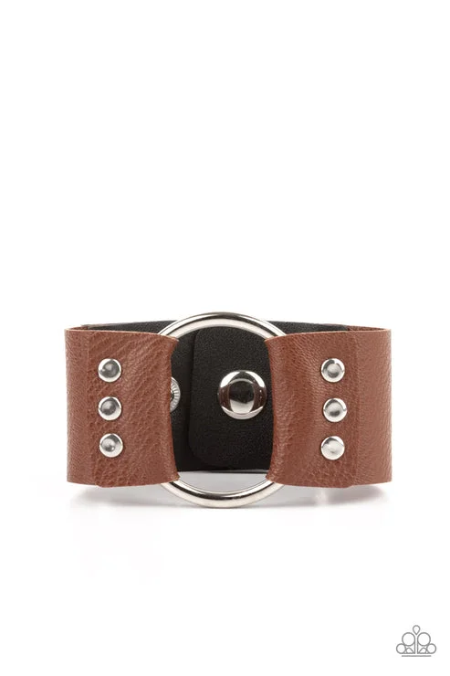 women stack bracelets -Moto Mayhem Brown Urban Bracelet