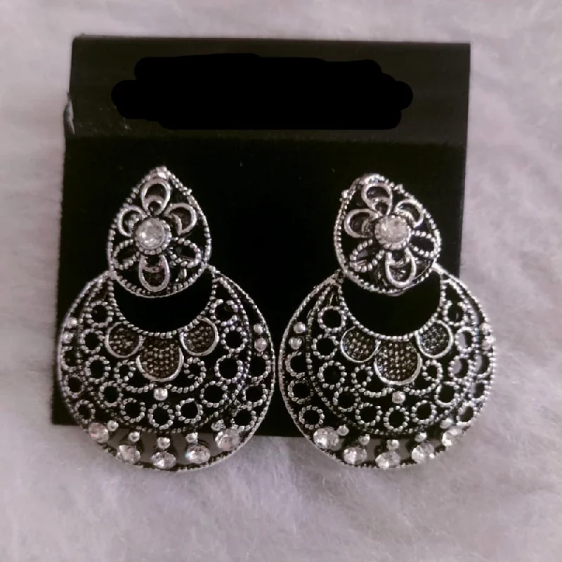 women infinity loop earrings -Khushboo Jewellers Oxidised Plated Dangler Earrings