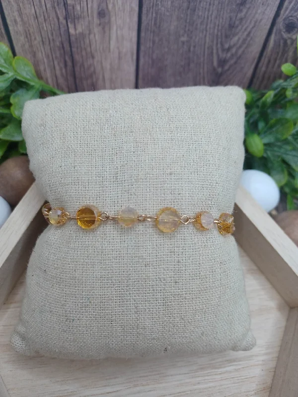 women rose gold bracelets -Gold Iridescent Beaded Bracelet/Anklet