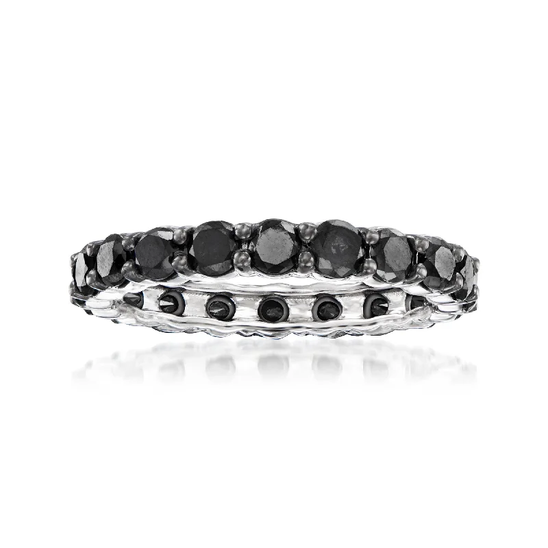 affordable engagement rings -Ross-Simons Black Diamond Eternity Band in 14kt White Gold