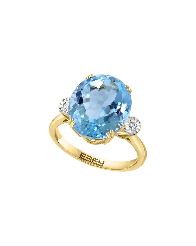 engagement rings with colored stones -Effy Fine Jewelry 14K 10.34 ct. tw. Diamond & Sky Blue Topaz Ring