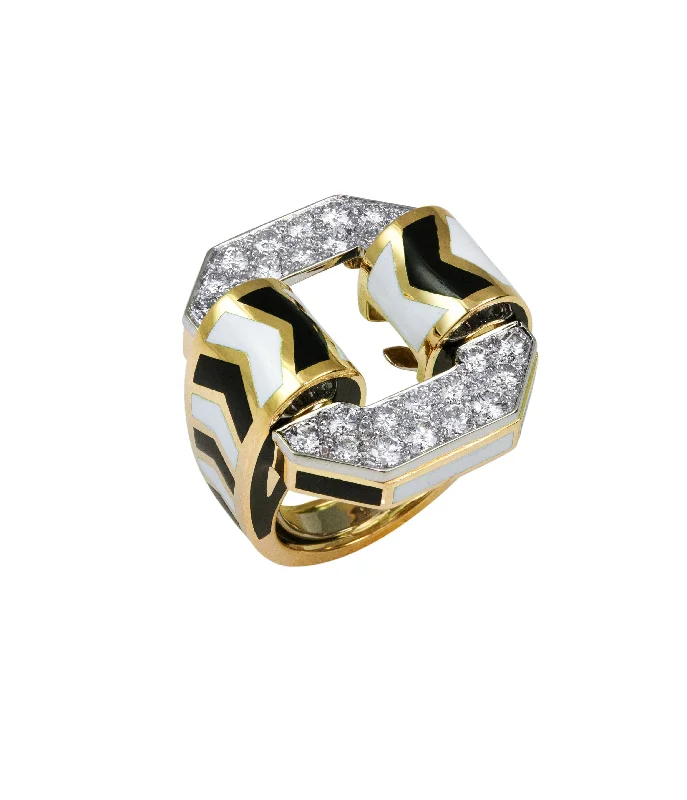 women cushion diamond rings -Small Chevron Ring