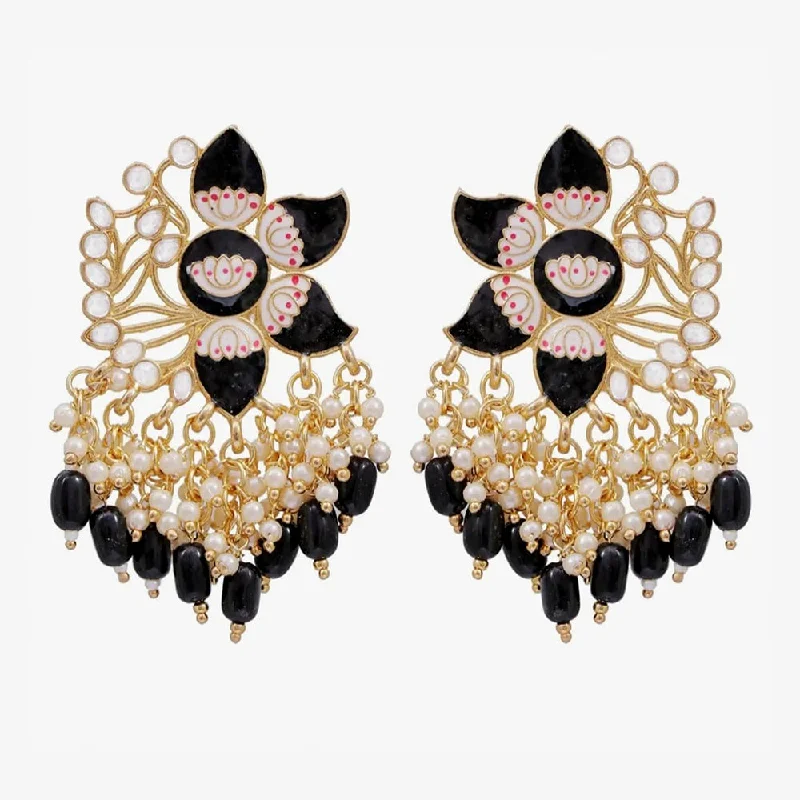 women cocktail earrings -Lucentarts Jewellery Gold Plated Meenakari Dangler Beads Drop Earrings