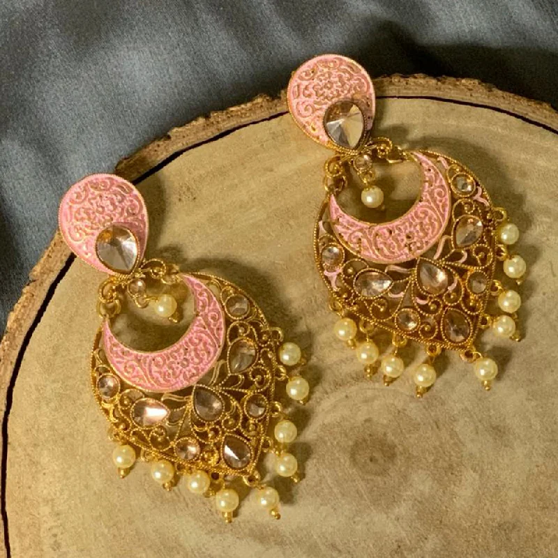 women silver drop earrings -Bhavi Jewels Gold Plated Meenakari Dangler Earrings