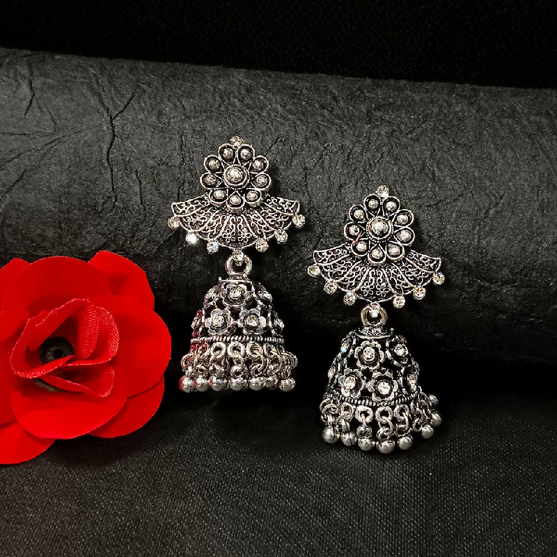 women ear cuff earrings -Bhavi Jewels Oxidised Plated Jhumki Earrings