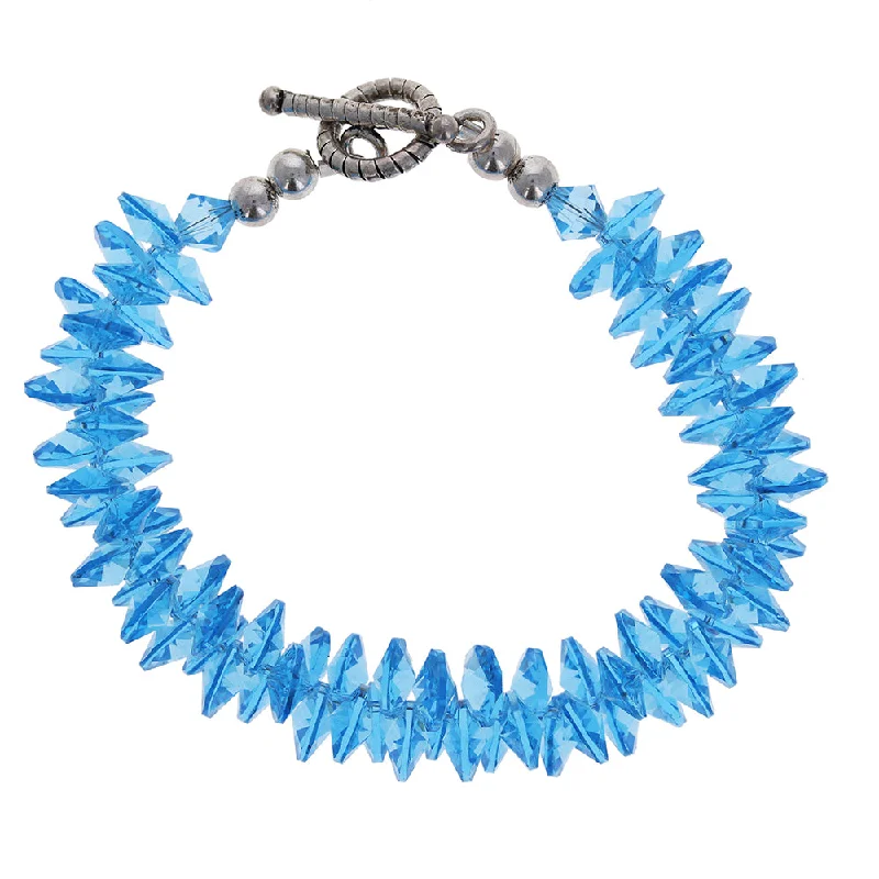 women adjustable charm bracelets -Aqua Swarovski Crystal Bracelet