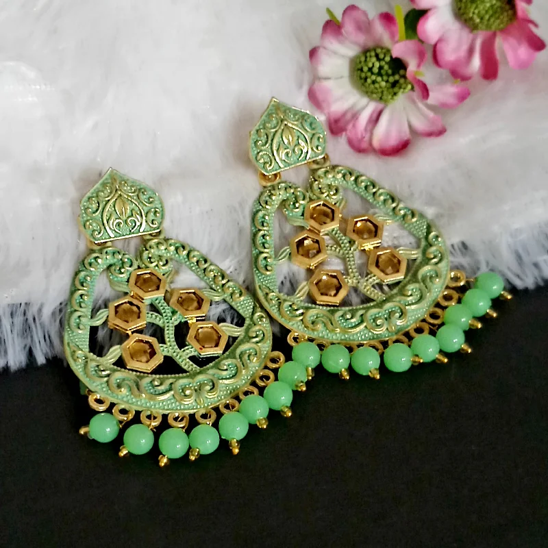 women flower earrings -Amina Creation Gold Plated Meenakari Dangler Earrings Assorted Color