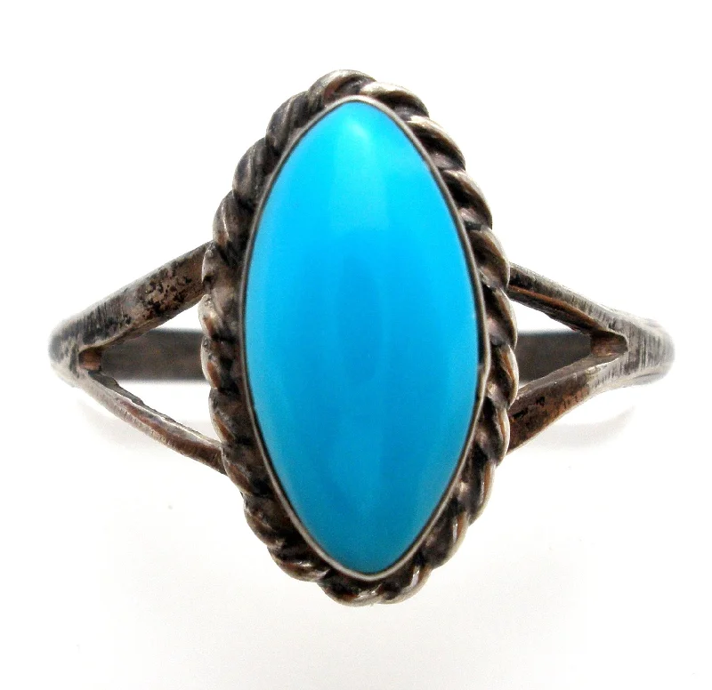 women gemstone rings -Turquoise Sterling Silver Ring Size 5 Vintage