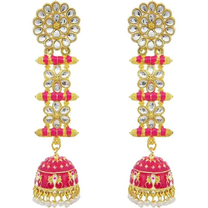 women infinity earrings -Subhag Alankar Pink Trendy Latkan Style Seedhi Jhumki Earrings