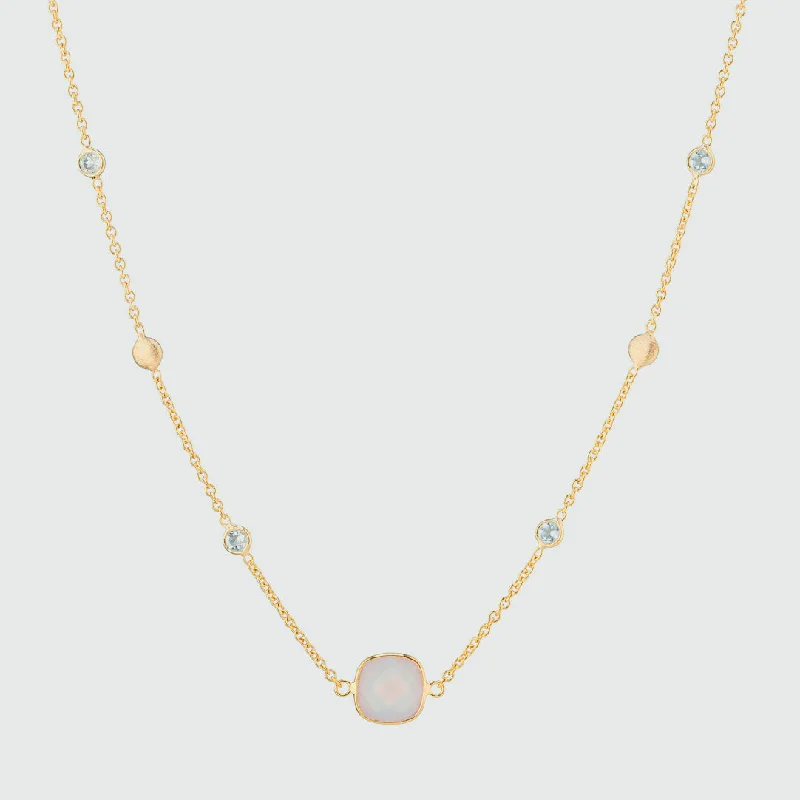 women minimalist gold necklaces -Iseo Pink Chalcedony & Gold Vermeil Necklace