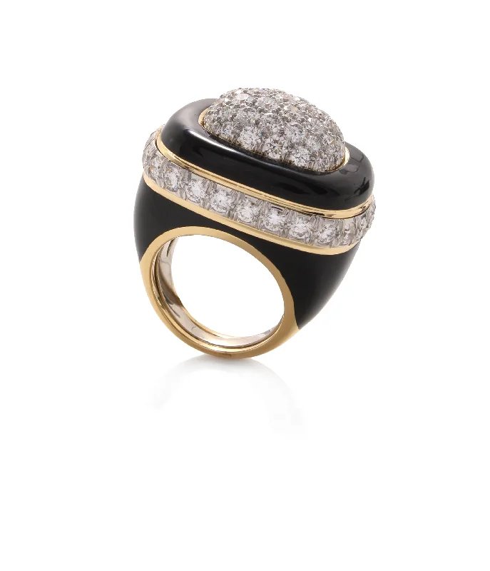 women cubic zirconia rings -Cabana Ring, Black Enamel