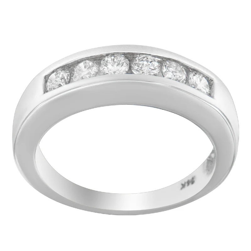 romantic engagement rings -14K White Gold 3/4ct. TDW Diamond Channel Band Ring