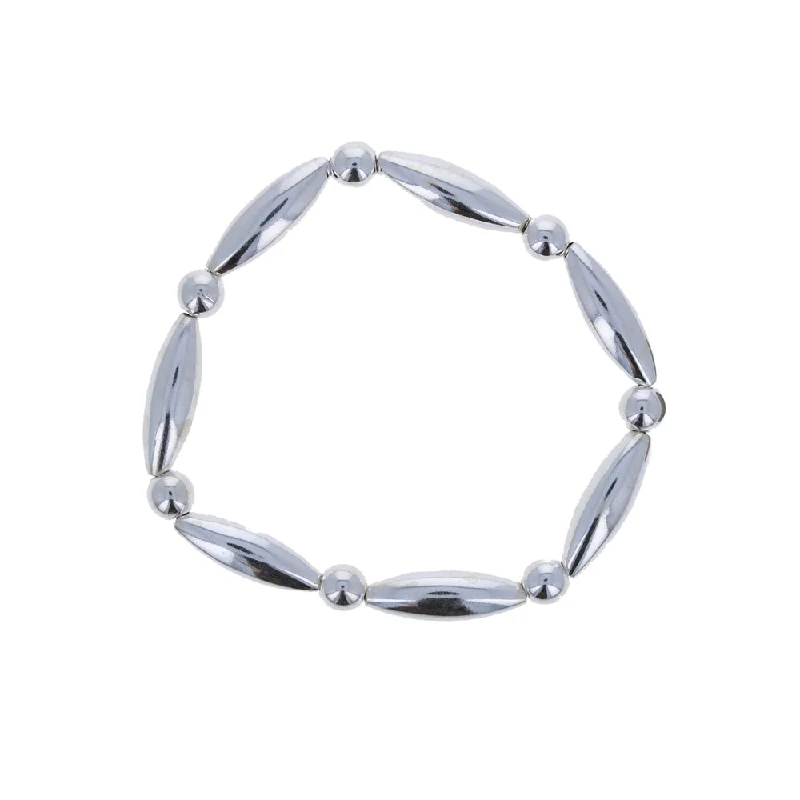 women stackable bangles -Oval Silver Nugget Bracelet