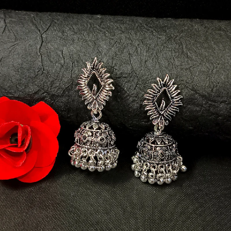 women birthstone earrings -Bhavi Jewels Oxidised Plated Jhumki Earrings