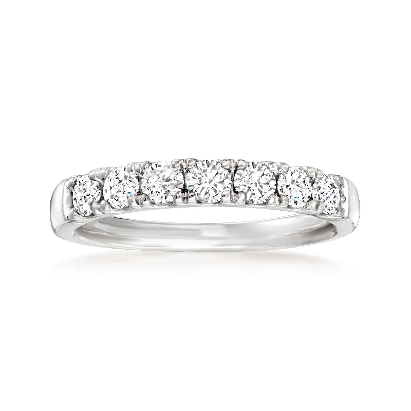 classic white gold engagement rings -Ross-Simons Diamond 7-Stone Ring in Platinum