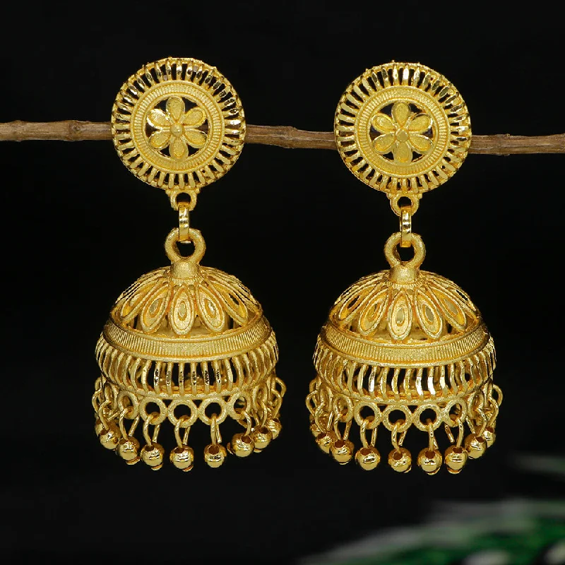 women rainbow-colored earrings -Mahavir  Gold Plated Jhumki Earrings