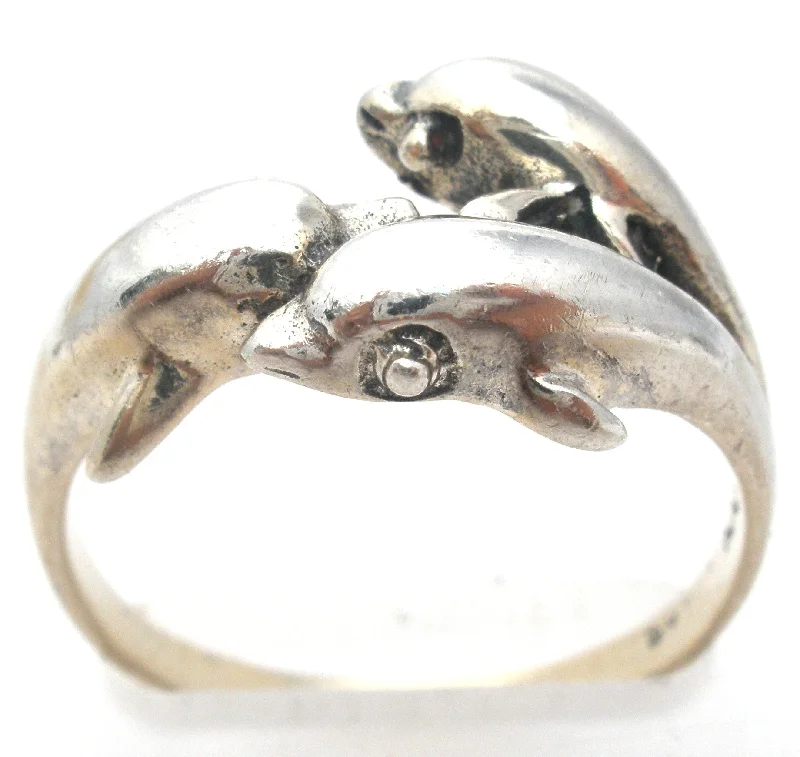 women art deco engagement rings -Triple Dolphin Ring Sterling Silver Size 8