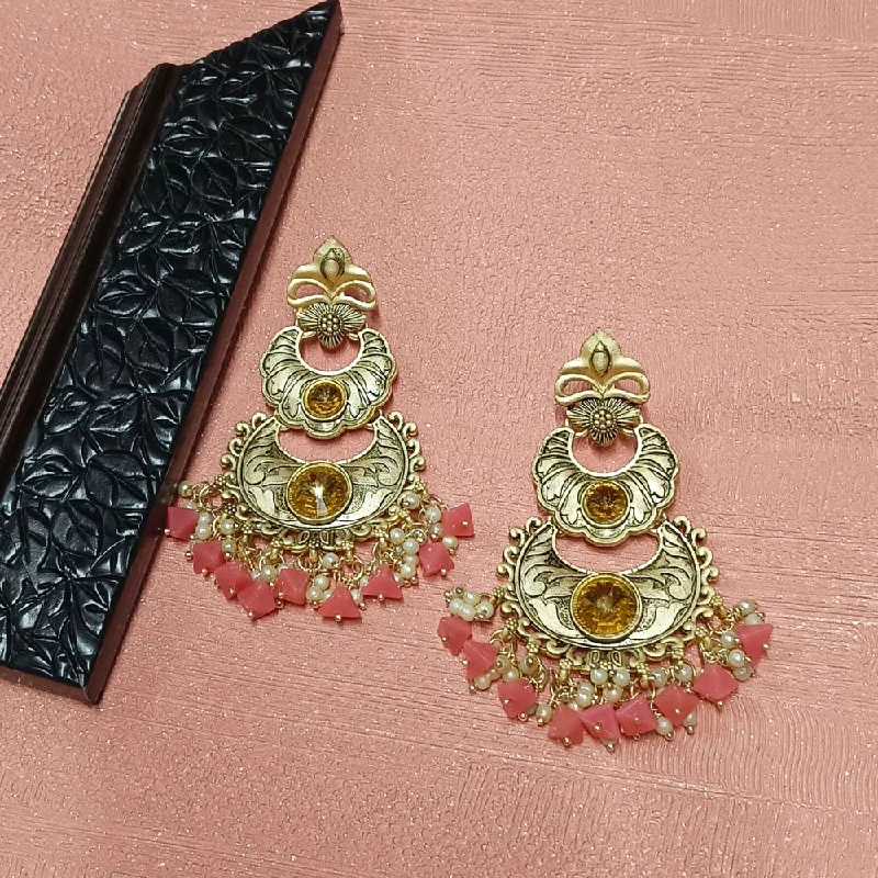 women crystal earrings -Bhavi Crystal Stone Gold Plated Dangler Earrings