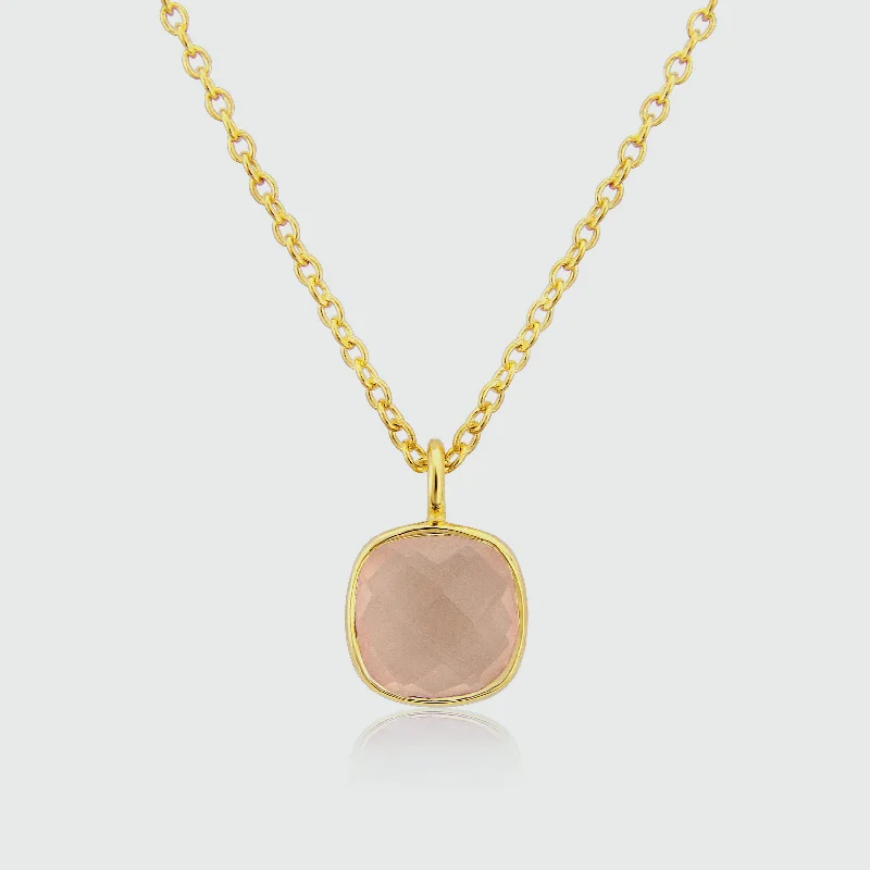 women custom necklaces -Brooklyn Gold Vermeil & Rose Quartz Necklace