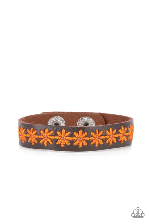 women hammered bangles -Wildflower Wayfarer Orange Urban Bracelet