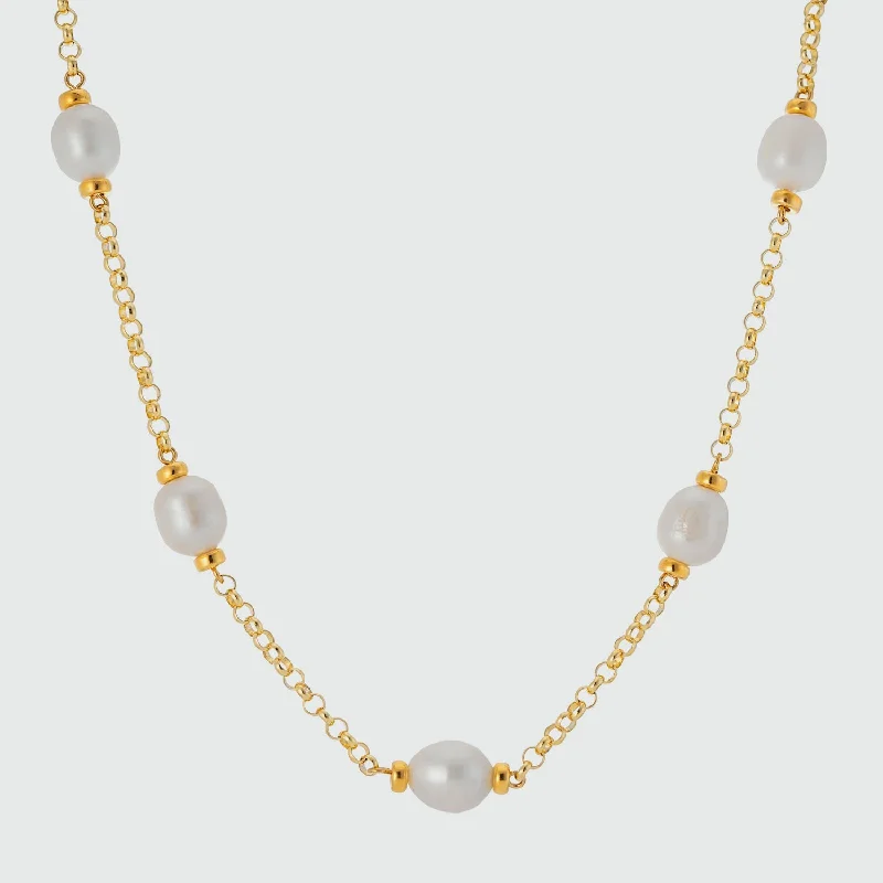 women designer gold necklaces -Courtfield Freshwater Pearl & Gold Vermeil Necklace