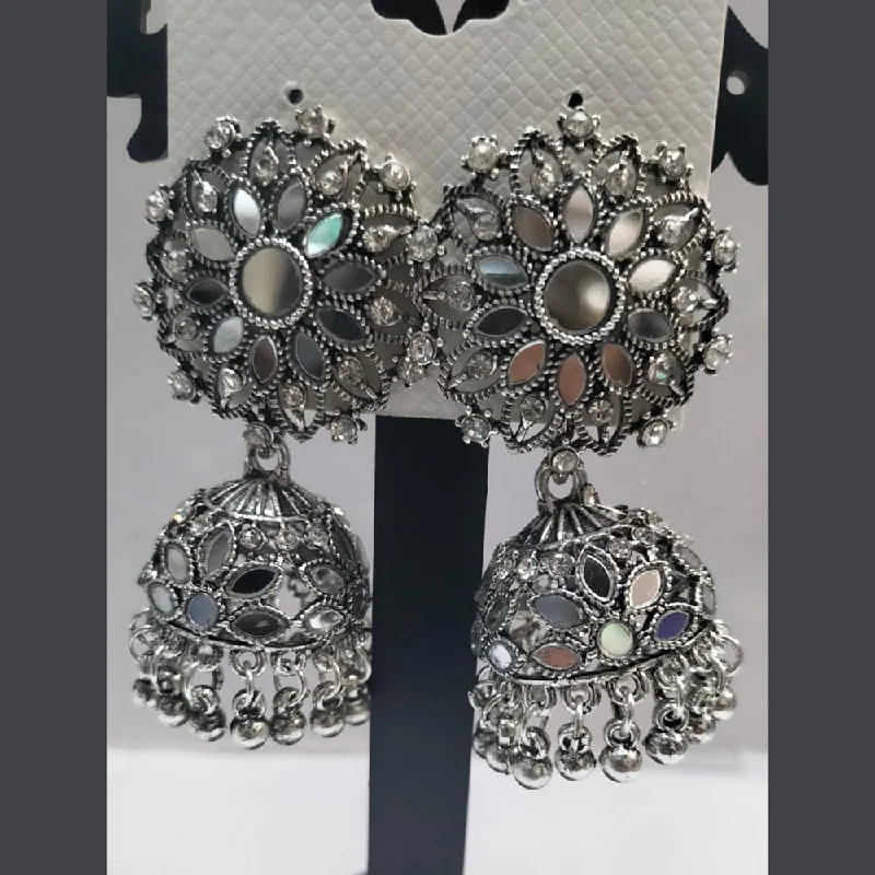 women classy earrings -Manisha Jewellery Oxidised Plated Mirror Jhumki Earrings