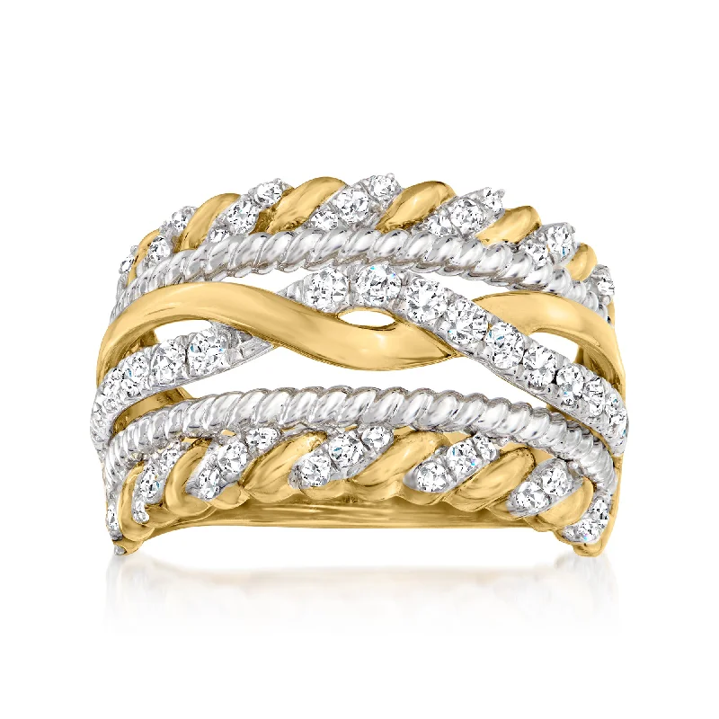 double band engagement rings -Ross-Simons Diamond Multi-Row Twist Ring in 14kt 2-Tone Gold