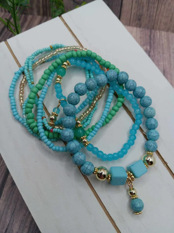 women stackable bracelets -Turquoise/Teal Bracelet Set