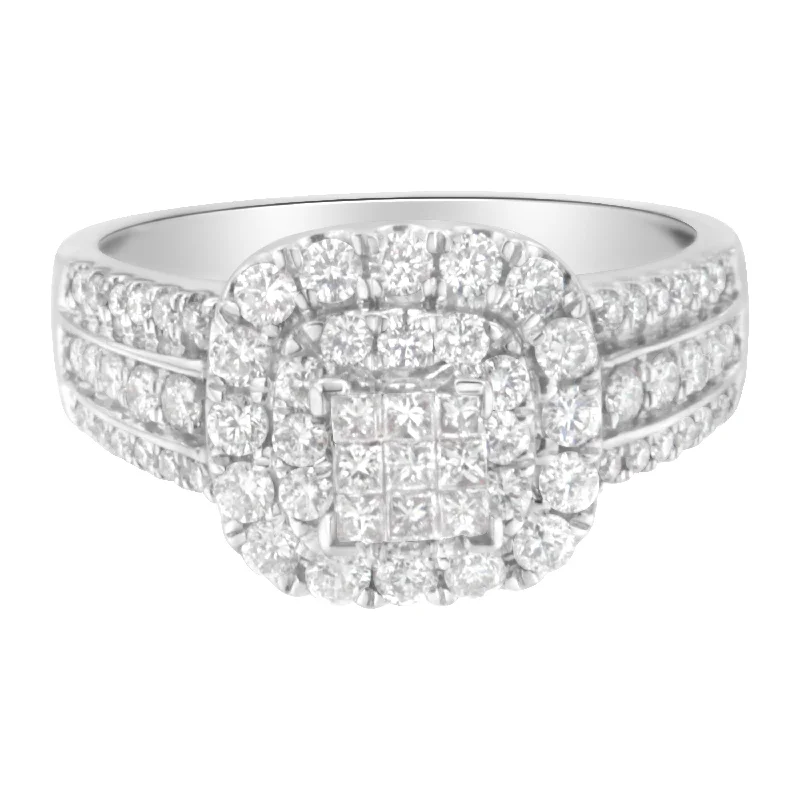 diamond engagement rings -14K White Gold Diamond Vintage Ring