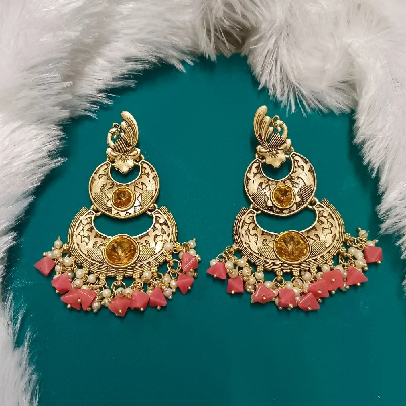 women sapphire earrings -Bhavi Crystal Stone Gold Plated Dangler Earrings