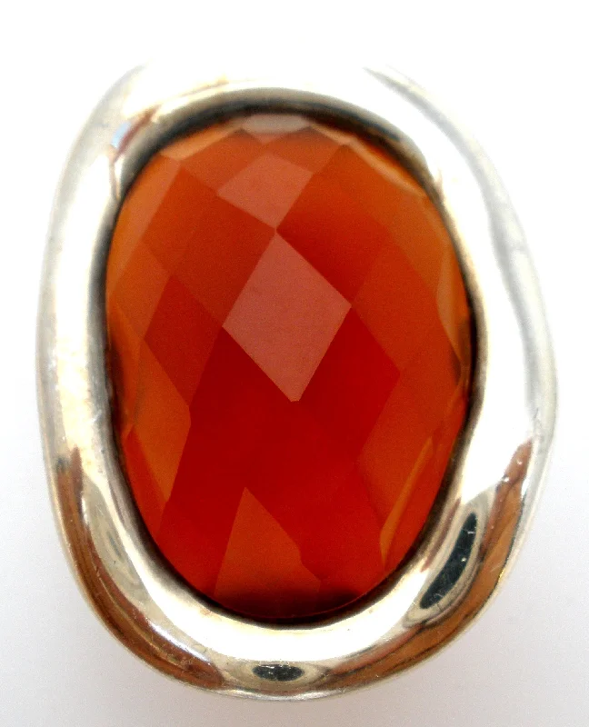 women sapphire rings for women -Carnelian Statement Ring Sterling Silver Size 5.5