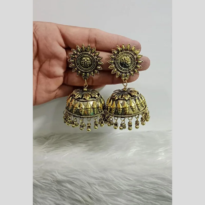 women long drop earrings -Pooja Bangles Gold Plated Jhumki Earrings