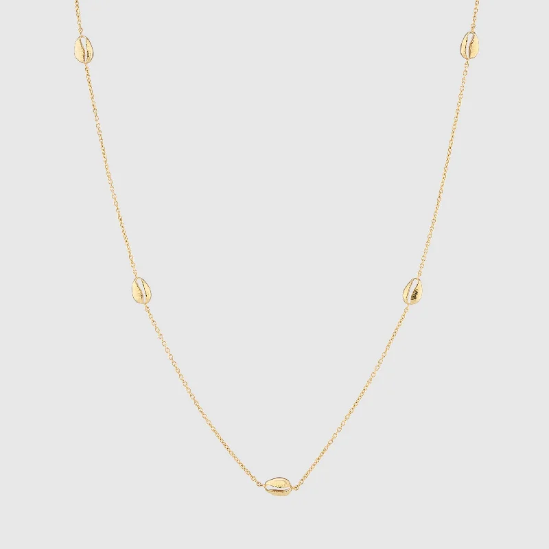 women minimalist gold necklaces -Moka Multi Shell Gold Vermeil Necklace