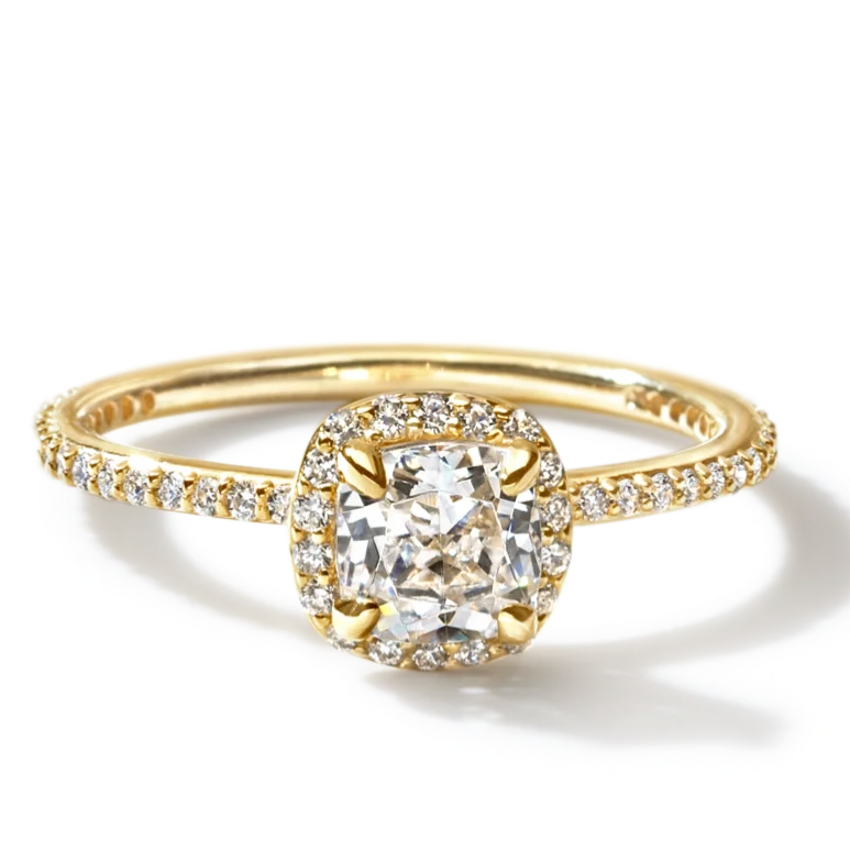 antique diamond engagement rings -Halo Pave Ring