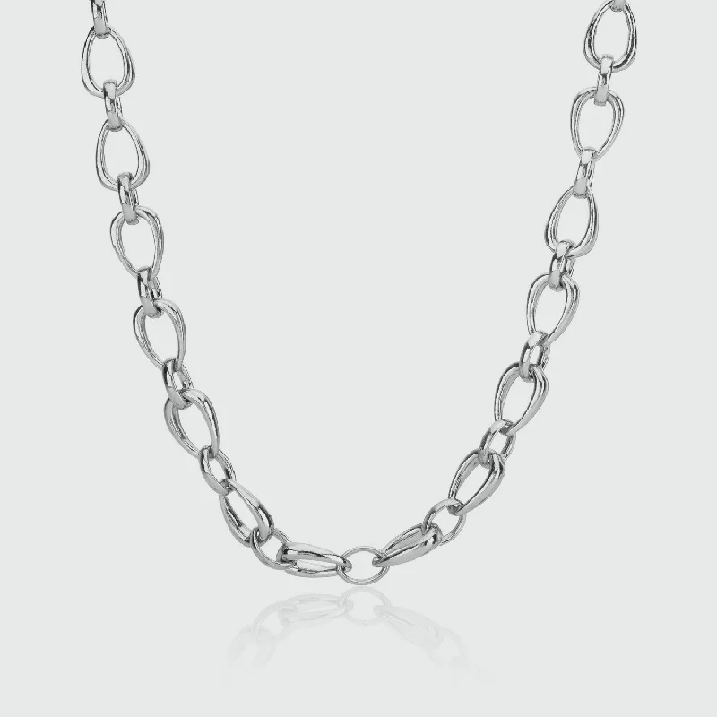 women long chain necklaces -Egerton Sterling Silver Raindrop Link Necklace