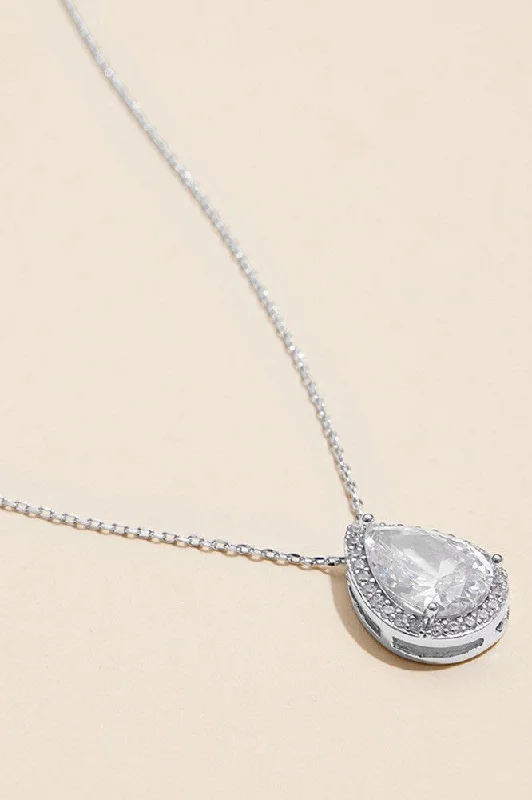 women diamond necklaces -18K Gold Dipped Silver Teardrop Pave Pendant Necklace