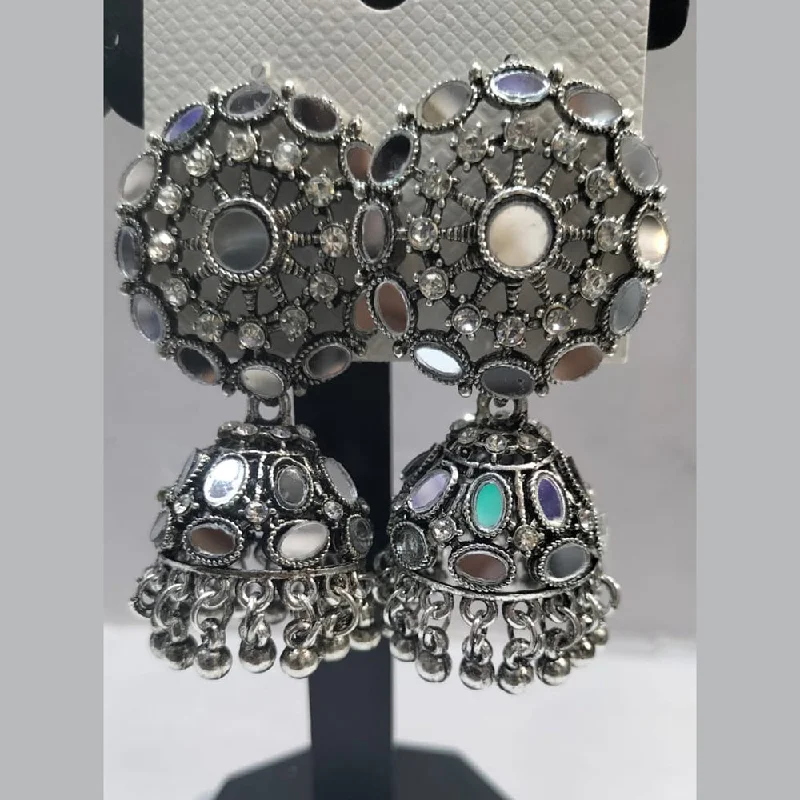 women vintage hoop earrings -Manisha Jewellery Oxidised Plated Mirror Jhumki Earrings