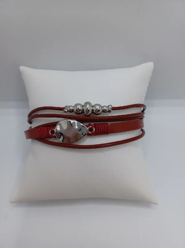 women men’s bracelets -Red Leather Style Magnetic Bracelet