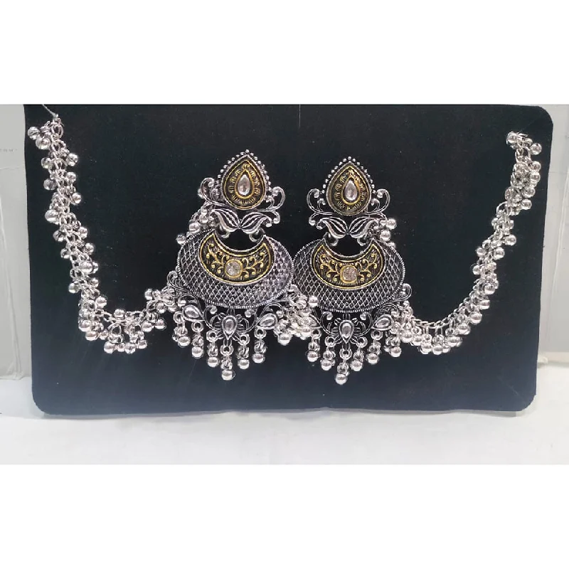 women gold earrings -Manisha Jewellery Oxidised Plated Kanchain Dangler Earrings