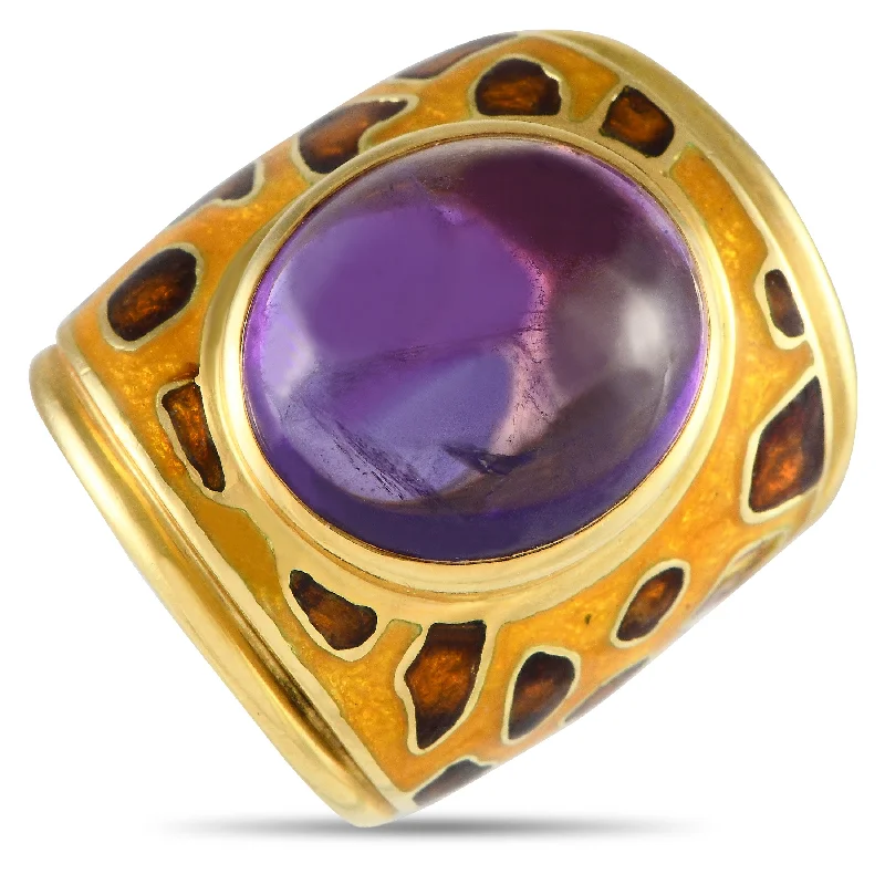 wedding engagement rings -H. Stern 18K Yellow Gold Amethyst Enameled Ring MF05-111524