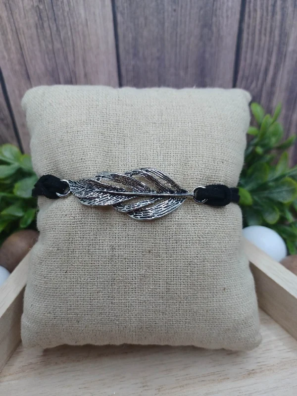 women pearl bangles -Black Suede Feather Bracelet/Anklet