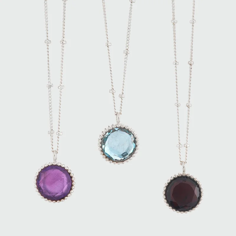 women designer necklaces -Barcelona Silver Birthstone Necklace