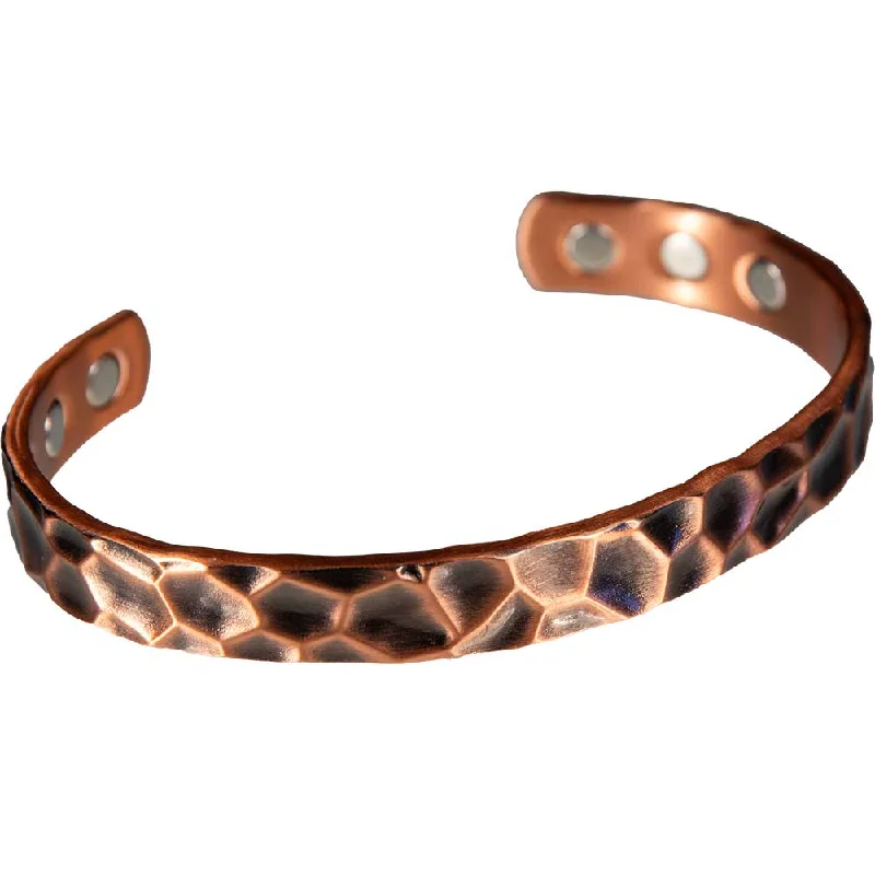 women bangles -Antique Copper Hammered Magnetic Bracelet