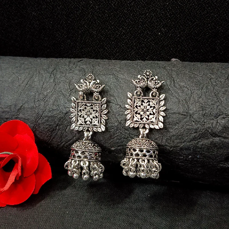 women gold-plated earrings -Bhavi Jewels Oxidised Plated Jhumki Earrings