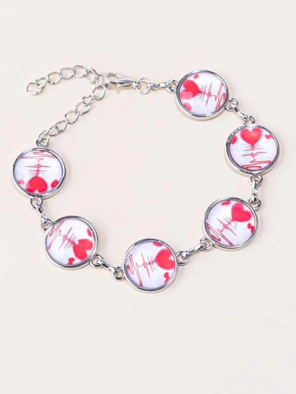 women adjustable charm bracelets -Heartbeat Print Bracelet/Anklet