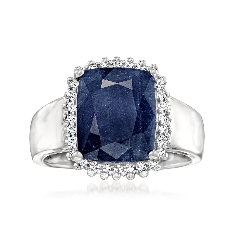 vintage engagement rings -Ross-Simons Sapphire and . White Topaz Ring in Sterling Silver