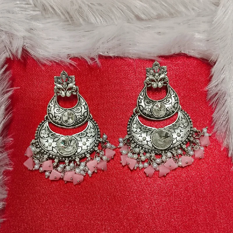 women elegant gold earrings -Bhavi Crystal Stone Silver Plated Dangler Earrings