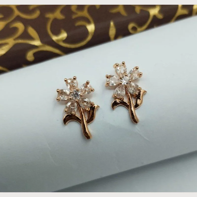 women minimalist earrings -Aamrapali Rose Gold Plated Austrian Stone Stud Earrings